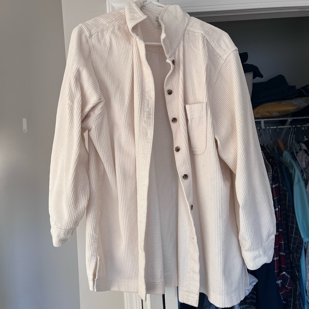 White ll bean shacket